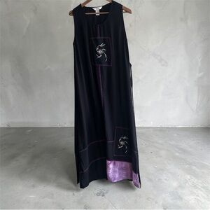 🖤 Draper’s & Damon’s Boho Embroidered Black Maxi Dress | 1X | ArtToWear